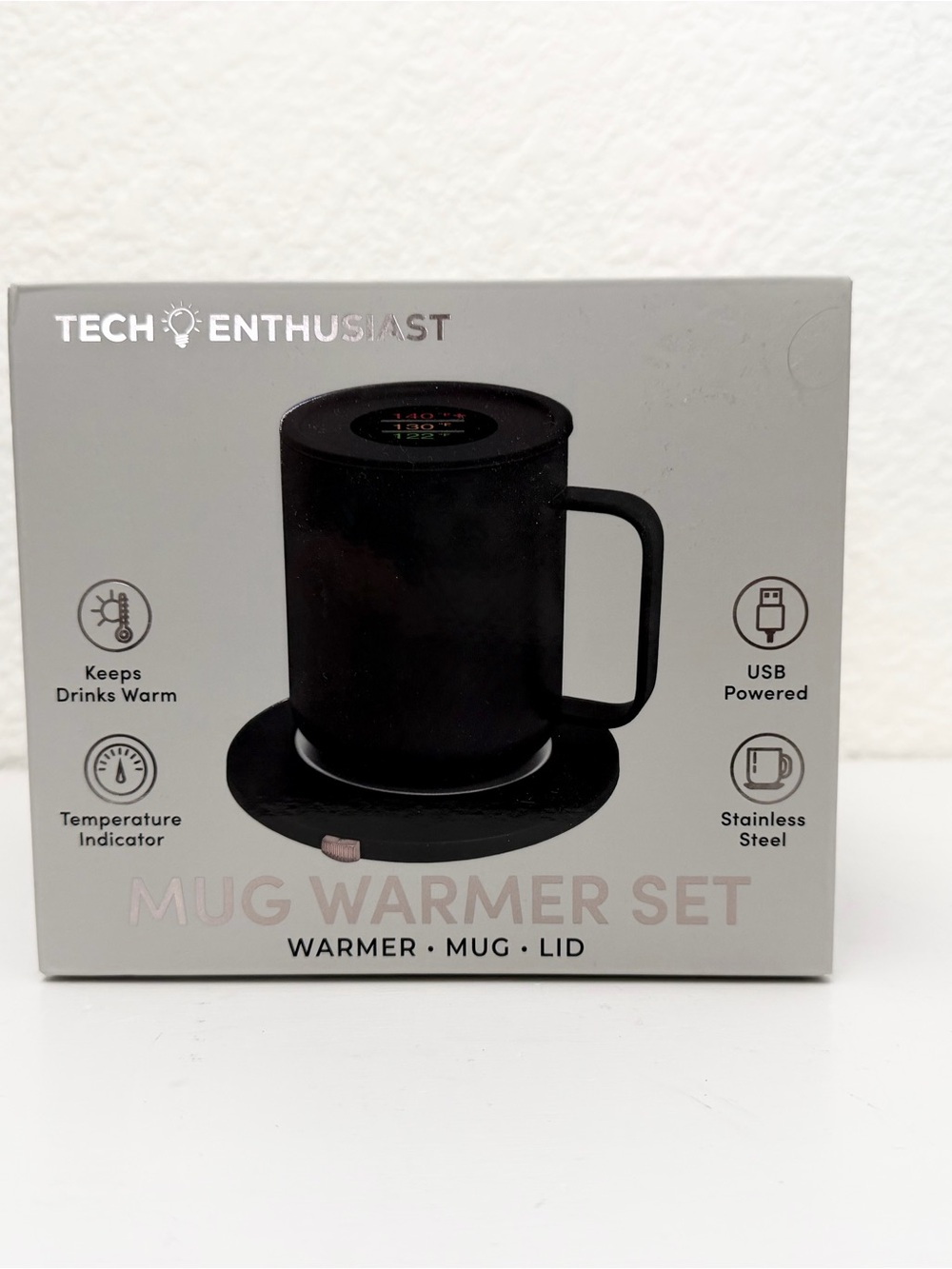 Tech Enthusiast Black Mug Warmer Set - Mug, Lid & Warmer NEW- Box Never Opened